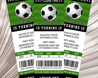 Editable Soccer Ticket Birthday Invitation, Footballball Birthday Invitation, Sport Invite Birthday Party, Soccer Sport Ticket Invitation