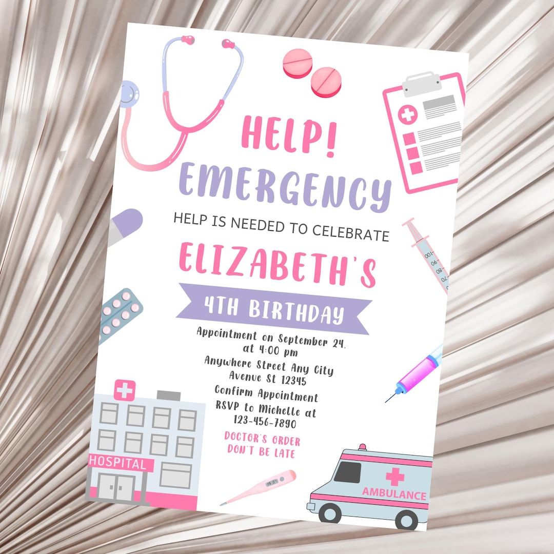 First Responders Birthday Invitation, Kid Doctor Party Invite, Girl ...