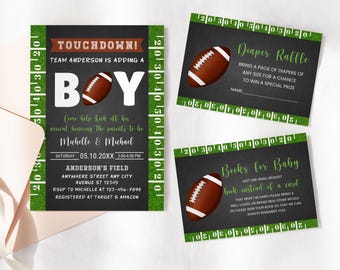 Football Baby Shower Invitation Bundle, Football Baby Sprinkle Invite Touchdown Football Baby Shower It's A Boy Sport Baby Shower Digital