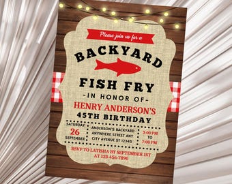 Editable Backyard Fish Fry Birthday Invitation, Adult Party Invite, Backyard Party, Fish Fry, Fishing Birthday Invitation Template Digital