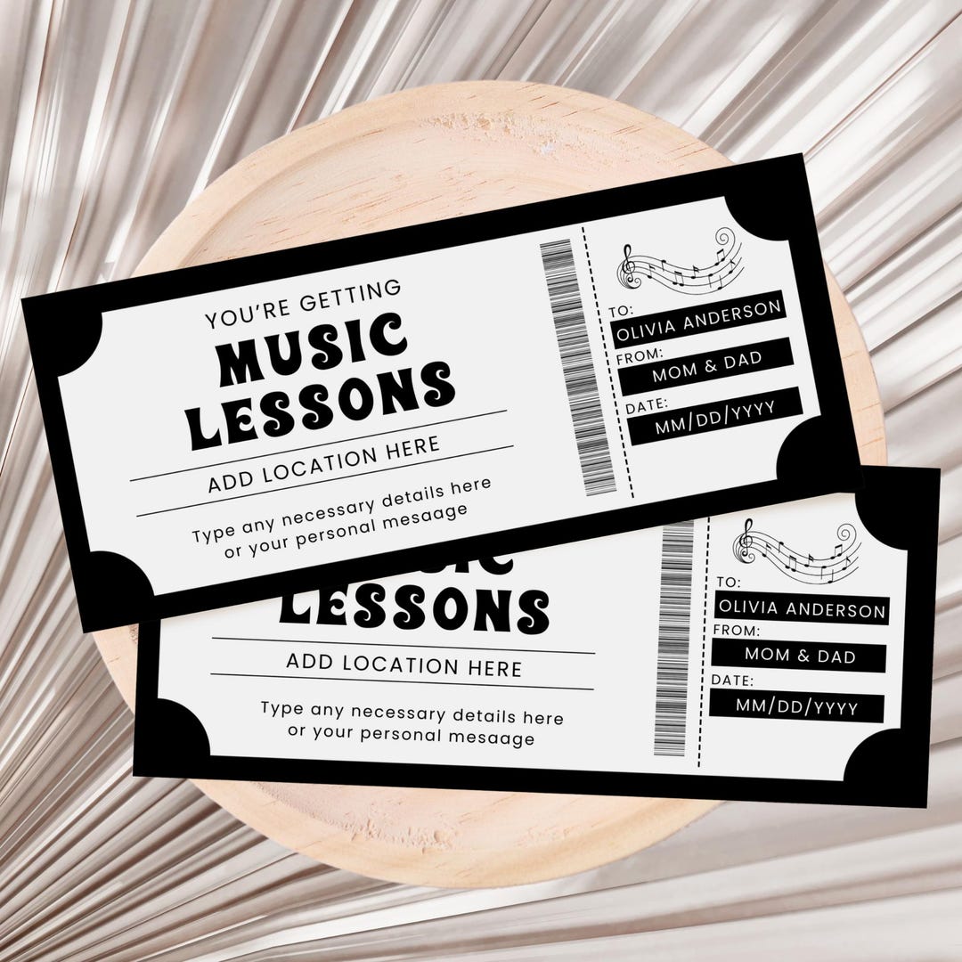 Singing Lessons Gift Music Lessons Ticket Gift Voucher, Music Lessons Gift Certificate ...