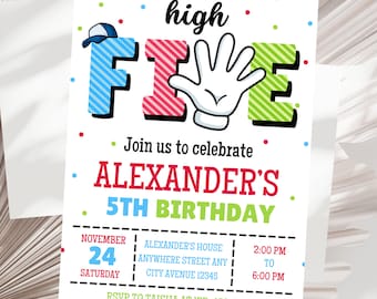 Editable High Five Birthday Invitation,Hi Five Invite Template, Boys 5th Birthday Invitation  Printable, High Five Party Invite For Boy