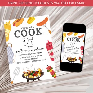 Cook Out Party Invitation, Grill and Chill Invitation, Adult BBQ CookOut Invite ,Summer Grill and Chill Party Invitation Template Digital