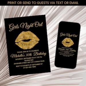 Girls Night Out Invitation, Ladies Night Out Invite, Bachelorette Invite, Women Night Out Party Invitation Template Digital Download