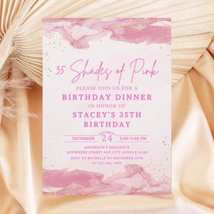 Shades of Pink Birthday Invitation, Shades of Pink Invite, All Pink Birthday Invite, Pink Adult Birthday Party Invitation Digital Download