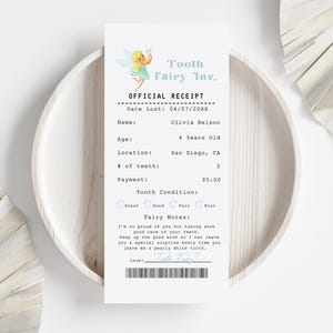 Tooth Fairy Receipt Certificate, Tooth Fairy Letter, Kids Tooth Fairy Card, Tooth Fairy Thank You Card, Lost Tooth Letter Digital Download