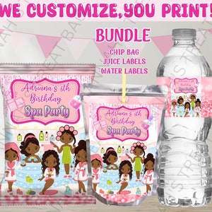 Chip Bag for Spa Party Birthday Party Favors Candy Bag for kids Custom Gift Bag for kids Custom water labels Custom caprisun label Spa party