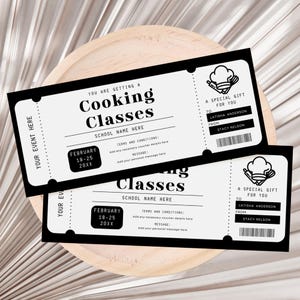 Cooking Classes Ticket Gift Voucher, Baking Gift Certificate, Cooking Gift Certificate, Cooking Lesson Gift Certificate, Digital Download