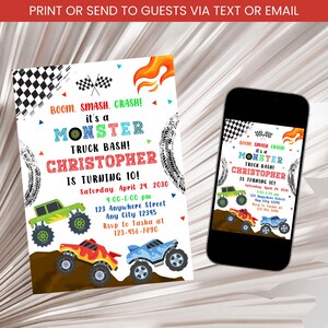 Monster Truck Birthday Invitation, Monster Truck Invite, Boy Birthday Invitation, Big Trucks Birthday Invitation Template Digital Download