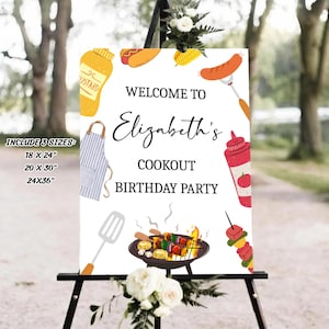 Cookout Birthday Welcome Sign, Grill and Chill Birthday Sign, Backyard Party, Family Cookout, Adult BBQ Cook Out Party Welcome Sign Template