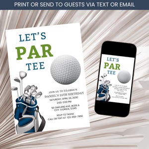 Golf Birthday Invitation, Men Birthday Invitation, Adult Birthday Invitation, Adult Sport Invitation, Golf Party Invitation Template Digital