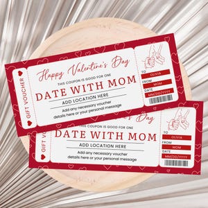 Valentine's Date with Mom Ticket Gift Voucher, Valentine's Date with Mom Gift Certificate, Valentine's Day Gift Card Certificate Digital