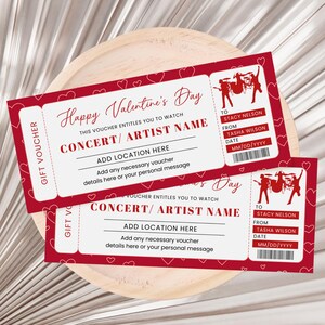 Valentine Concert Ticket Gift Voucher, Valentine Concert Gift Certificate, Valentine's Day Gift Card, Concert Gift Certificate Digital