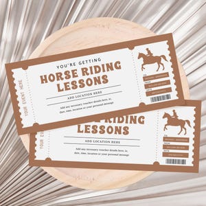Horse Riding Lesson Ticket Gift Voucher, Horse Riding Gift Certificate, Horseback Gift Ticket, Trail Rides Gift Certificate Digital Download