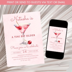 Martini Birthday Invitation, A Tini Bit Older Birthday Invitation, Martini Invitation, Adult Cocktail Birthday Invitation Template Digital
