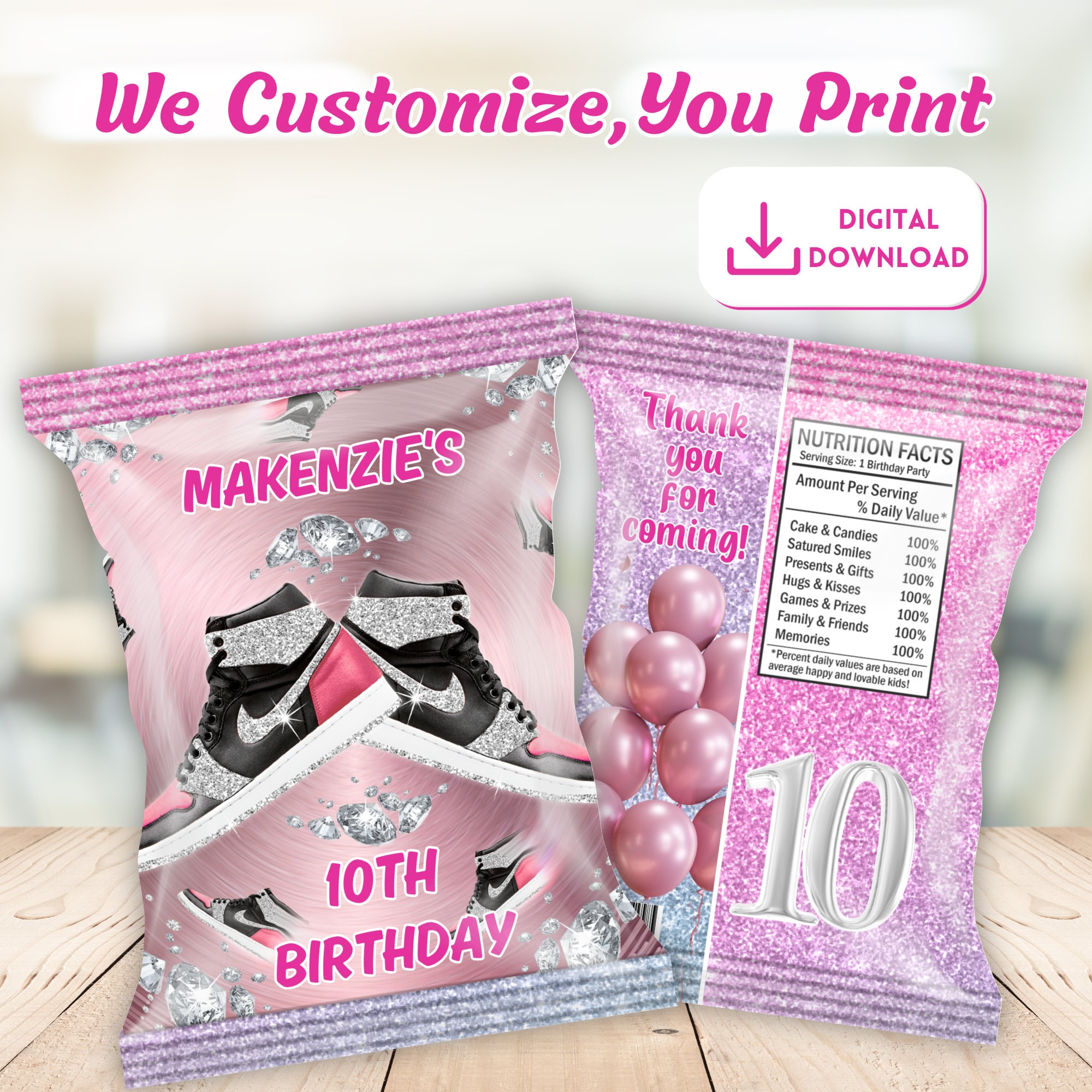 Sneaker Ball Birthday Chip Bag Sneaker Ball Party Favors Sneaker Ball