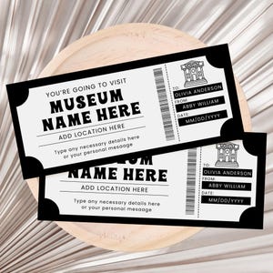 Museum Visit Ticket Gift Voucher, Museum Gift Certificate, Birthday Gift Card, Surprise Museum Trip Gift Certificate Digital Download