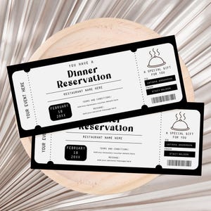 Dinner Reservation Ticket Gift Voucher, Dinner Gift Certificate, Dinner Date Certificate, Date Night Gift Certificate Digital Download