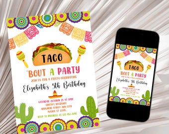 Taco Birthday Invitation, Mexican Fiesta Birthday Invite, Taco Party Invite, Taco Birthday Invite, Mexican Party Invitation Template Digital