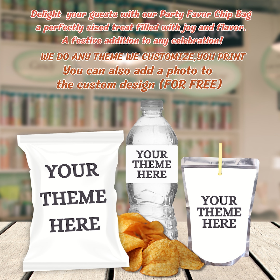 Chip Bag for Birthday Party Favor Printable Chip Bag Wedding Chip Bag
