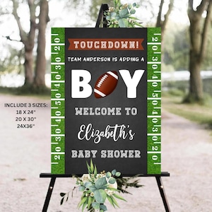Editable Football Baby Shower Welcome Sign, American Football Baby Sprinkle Welcome Board, Touchdown Football Baby Shower It's A Boy Sign