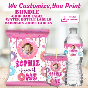 Donut Sweet One Chip Bag Printable Template First Birthday Favor Donut Wrapper Custom Birthday Party Printable Pastry Birthday Doughnut