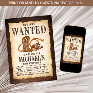 Western Birthday Invitation, Cowboy Birthday Invitation, Rustic Cowboy Birthday Template Digital Download