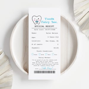 Boy Tooth Fairy Receipt Certificate, Tooth Fairy Letter, Kid Tooth Fairy Card, ToothFairy Thank You Card, Lost Tooth Letter Digital Download