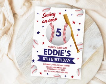 Baseball Birthday Invitation, Sport Birthday Invitation, Baseball Theme, Boy Birthday Invite Template Digital Download