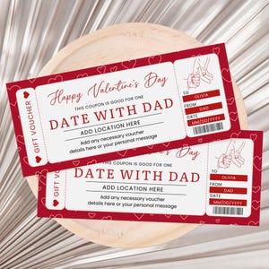 Valentine's Date with Dad Ticket Gift Voucher, Valentine's Date with Dad Gift Certificate, Valentine's Day Gift Card Certificate Digital