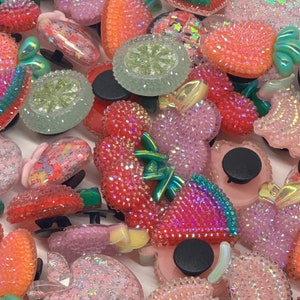 Sparkly Produce Croc Charm – Rhinestone Fruit Shoe Bling – Cute Crocs Accessories