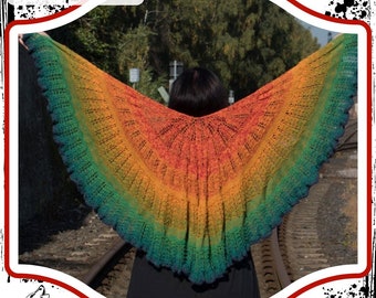 Knitting pdf pattern - Cloak of Visibility - semi-circular pi shawl