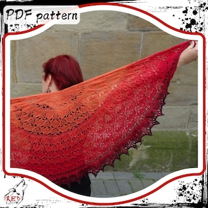 Knitting pdf pattern - Fire Dragon shawl