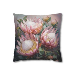 Protea Flowers Pillow Cover Floral Cushion Case Elegant Throw Pillow Home Decor Delicate Design Protea Housewarming Gift