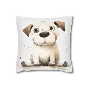 Throw Pillow Dog Puppy Art Pillow Cover Playful Dog Cushion Case Adorable Throw Pillow Dog Lover Home Decor Housewarming Gift