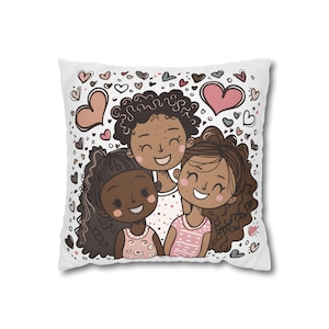 Funda de almohada decorativa con diseño de mejores amigas, estilo dibujos animados, con forma de corazón y garabatos, para habitación de niñas, regalo para niñas
