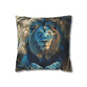 African Lion Throw Pillow Cover Majestic Lion Accent Pillow King of the Jungle Decor Pillow Moody Minimalist Home Decor Housewarming Gift