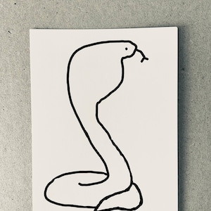 Carte postale dessinée à la main "Cobrasnake" par The Fibonacci Shrimp avec signature