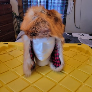 red fox hat with ear flaps
