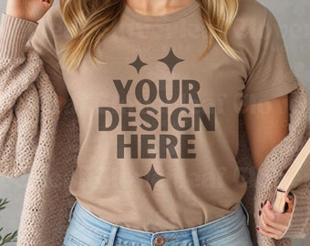 Heather Tan Bella Canvas 3001 Mockup, Digital Mockup - Etsy