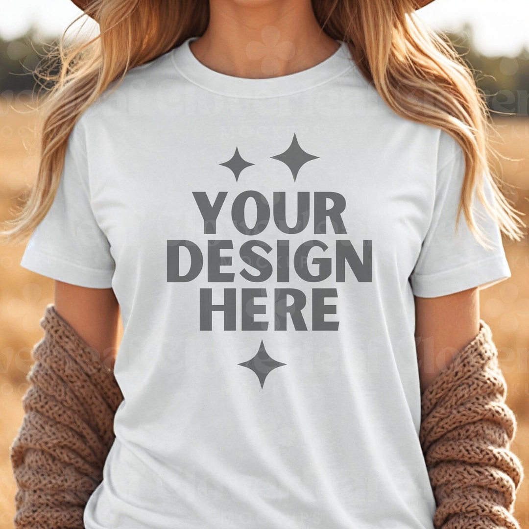 White Bella Canvas 3001 T-shirt Mockup BC3001 White Shirt Mock-up Bella ...