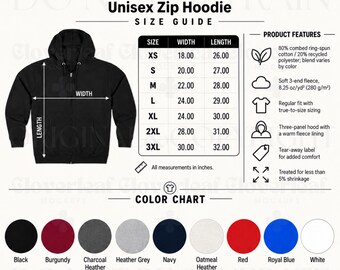 Lane Seven LS14003 Color & Size Chart Mockup Printify T-Shirt Product Listing Information Mock-up Ready Made Size and Color Guide