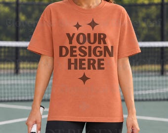 Yam Comfort Colors 1717 Sport Themed Mockup CC 1717 Tennis Player Model Mock-up C1717 Outdoor Sporty Print On Demand Mock up