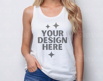 Next Level 1533 White Mockup Tank Top Mock-up Racerback Tank Model Mock up Womens White Summer Tank Tops Mocks