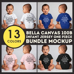 Bella Canvas 100B Bundle Mockup Infant Jersey One Piece Front and Back Mock-up Baby Onesie Mockups Baby Bodysuit POD Set Mockups