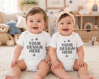 White Bella Canvas 100B Mockup Infant Jersey One Piece Boy and Girl Model Mock-up Baby Onesie Mock up Toddler Bodysuit Mock