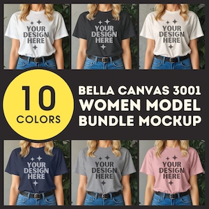 ベラ キャンバス 3001 シャツ モックアップ バンドル 3001 Tシャツ モックアップ バンドル BC3001 女性モデル モック 美的 ボヘミアン ベラ キャンバス Tシャツ モックアップ