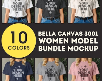 Lot de maquettes de chemise Bella Canvas 3001 3001 Lot de maquettes de t-shirts BC3001 Maquettes de t-shirts en toile Boho Bella pour femmes
