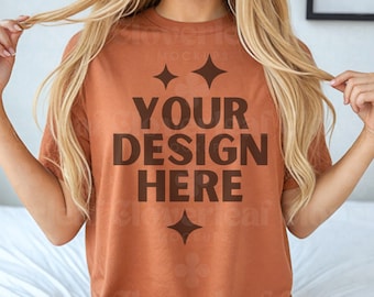 Yam Comfort Colors C1717 T-shirt Mockup Comfort Color Yam Shirt Mock-up Damen Modell Mock C1717 Oversized 1717 Boho Tee POD Mock up