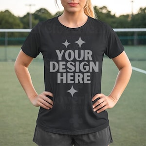 Sport-Tek ST350 Black Mockup Unisex Moisture Wicking Tee Mock-up Black Sport Tek ST350 Athletic Shirt Mock up Sport Fitness Tee Mock